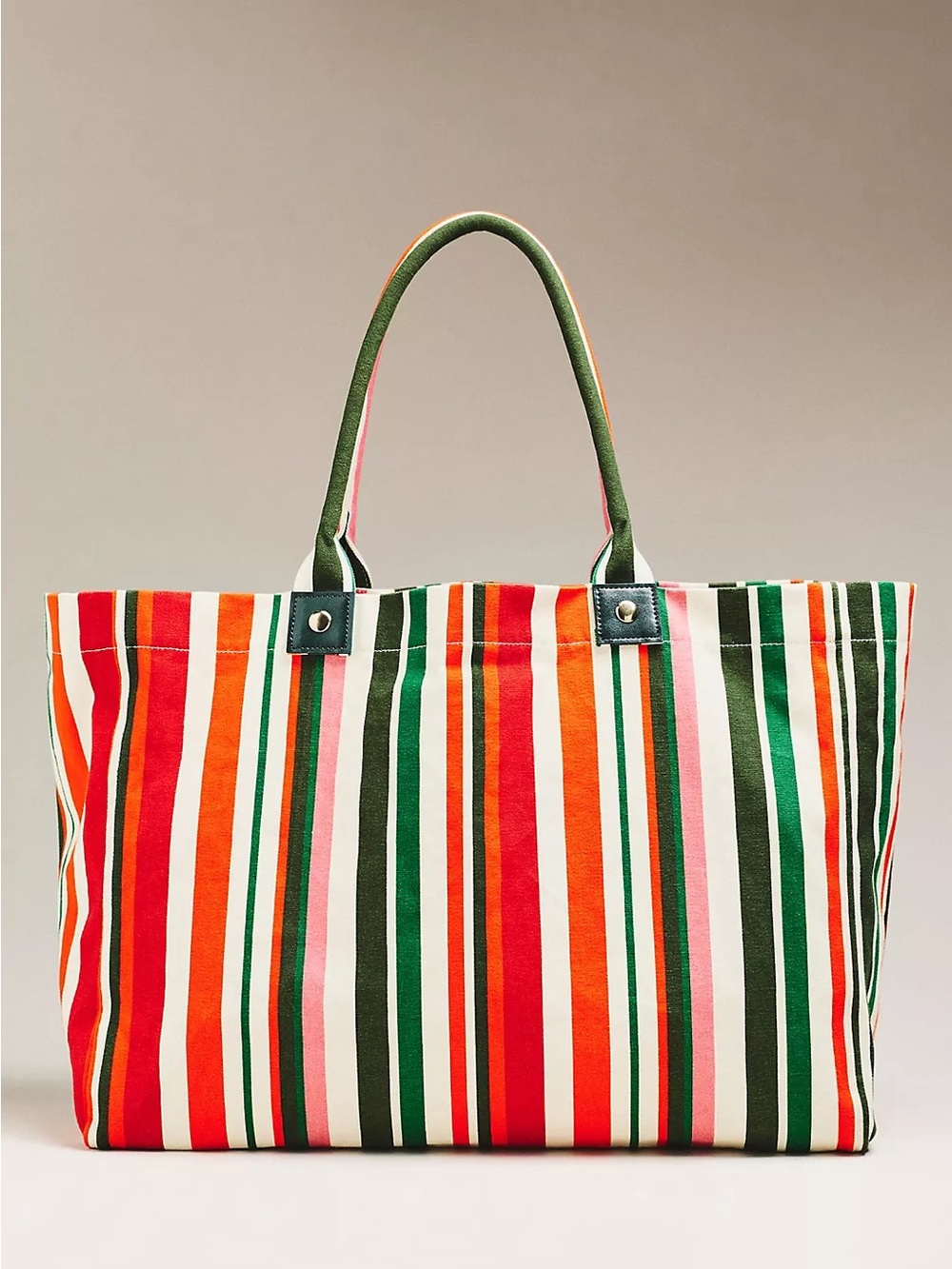 NWT By Anthropologie Slouchy Canvas Tote Bag Multicolor Stripe Large